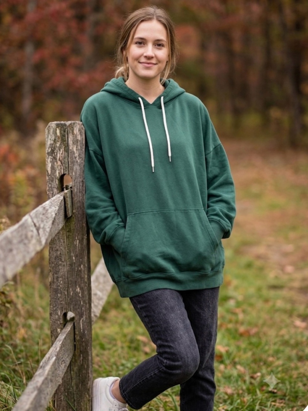 Gap Classic Forest Green Hoodie with Drawstring Hood